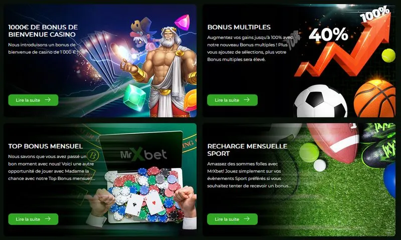 Les promotions et bonus du casino Mrxbet Casino en ligne