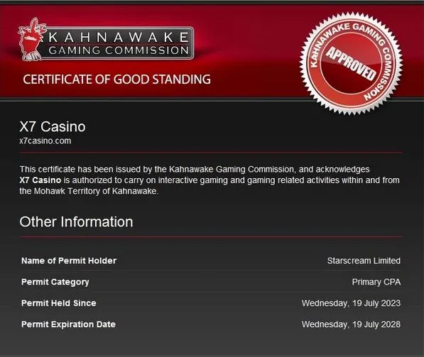 x7 casino en ligne licence kahnawake